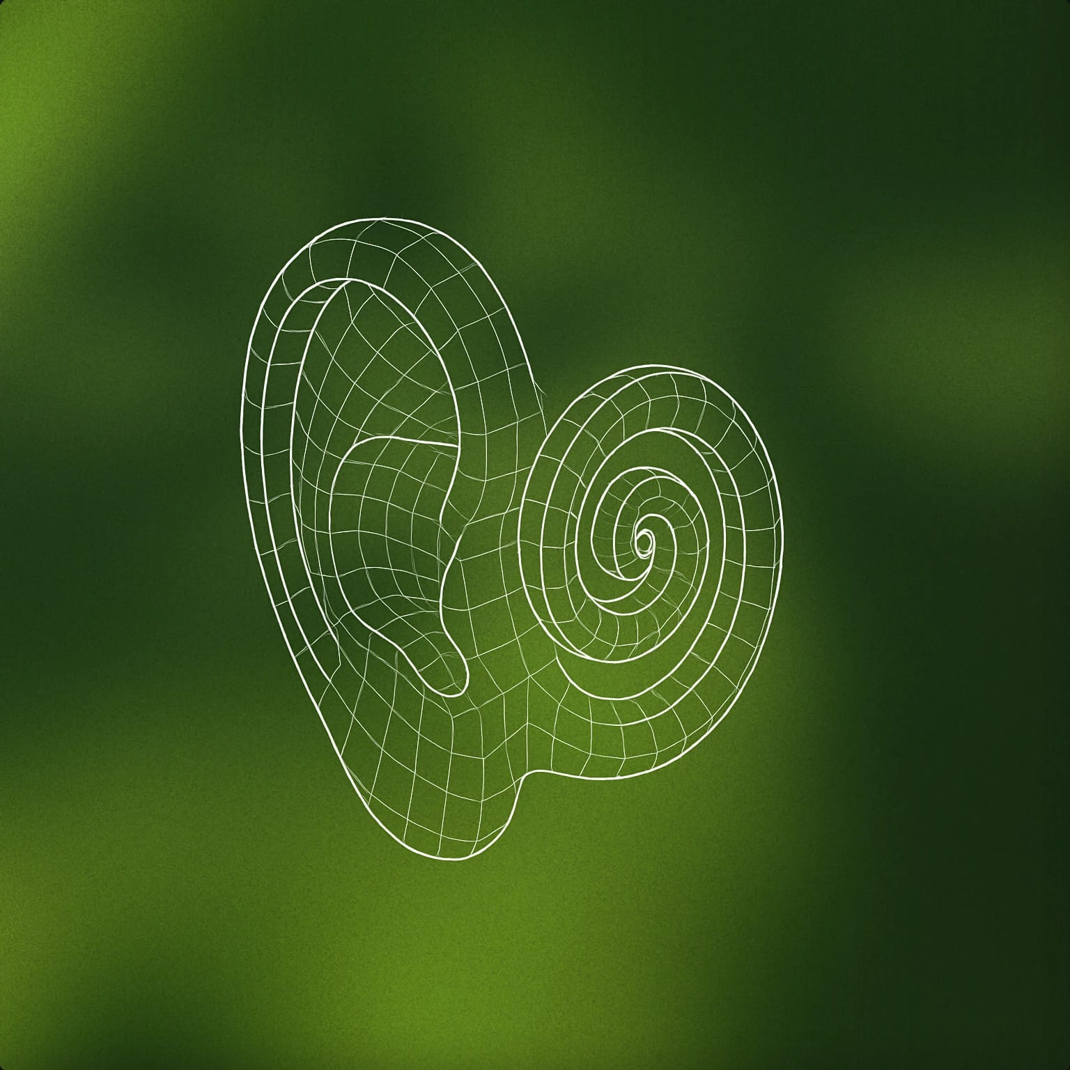 Cover of an ear with a spiral-shaped canal instead of a regular ear canal for Strange voice library