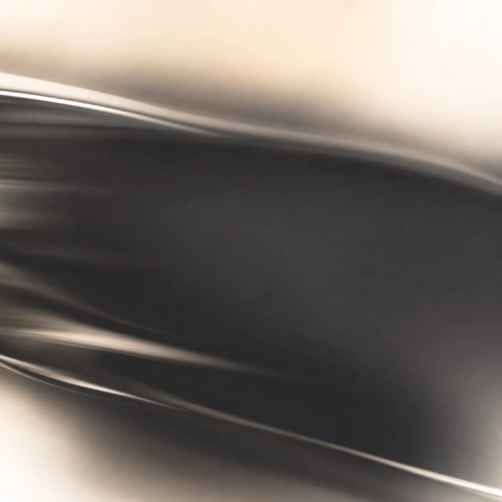 Stylized scene featuring sleek glass surface reflecting soft light, rendered in off-white, gray