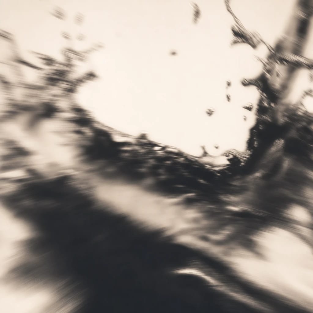 Stylized scene featuring a dynamic splash of water with motion blur, rendered in blue, off-white