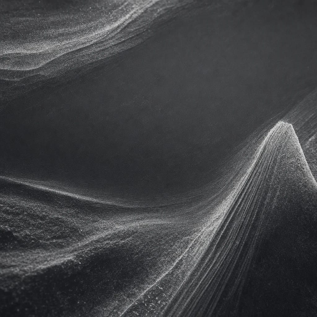 Stylized scene featuring a close-up of chalk dust and grooves on a well-used blackboard, rendered in charcoal gray #41454A