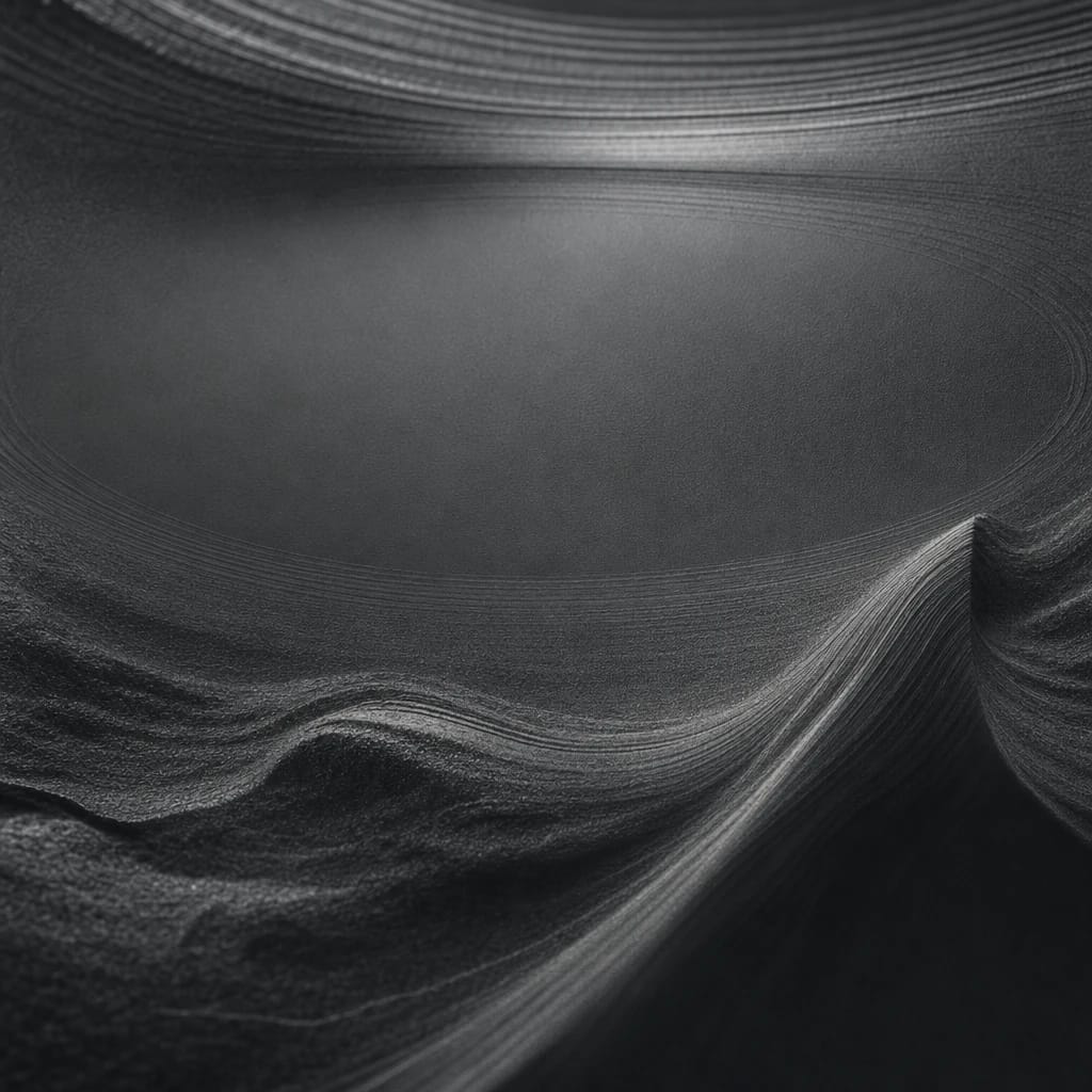 Stylized scene featuring microphone condenser diaphragm close-up, rendered in charcoal gray #41454A